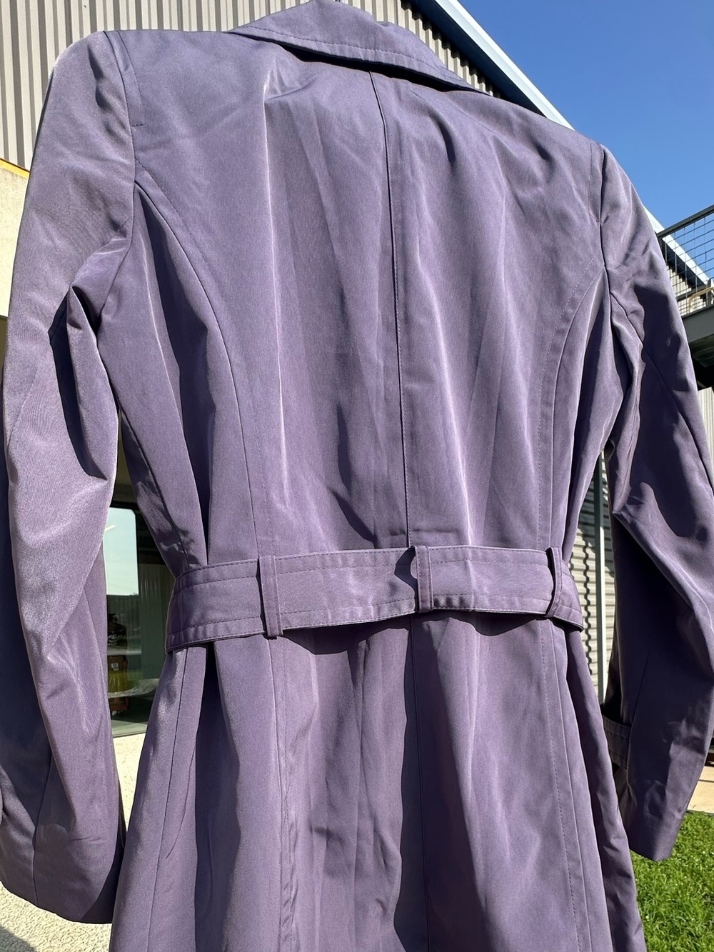 London Fog Women Lavender Trench Coat Lightweight Minimalist Belted Classic Chic - Picture 7 of 16